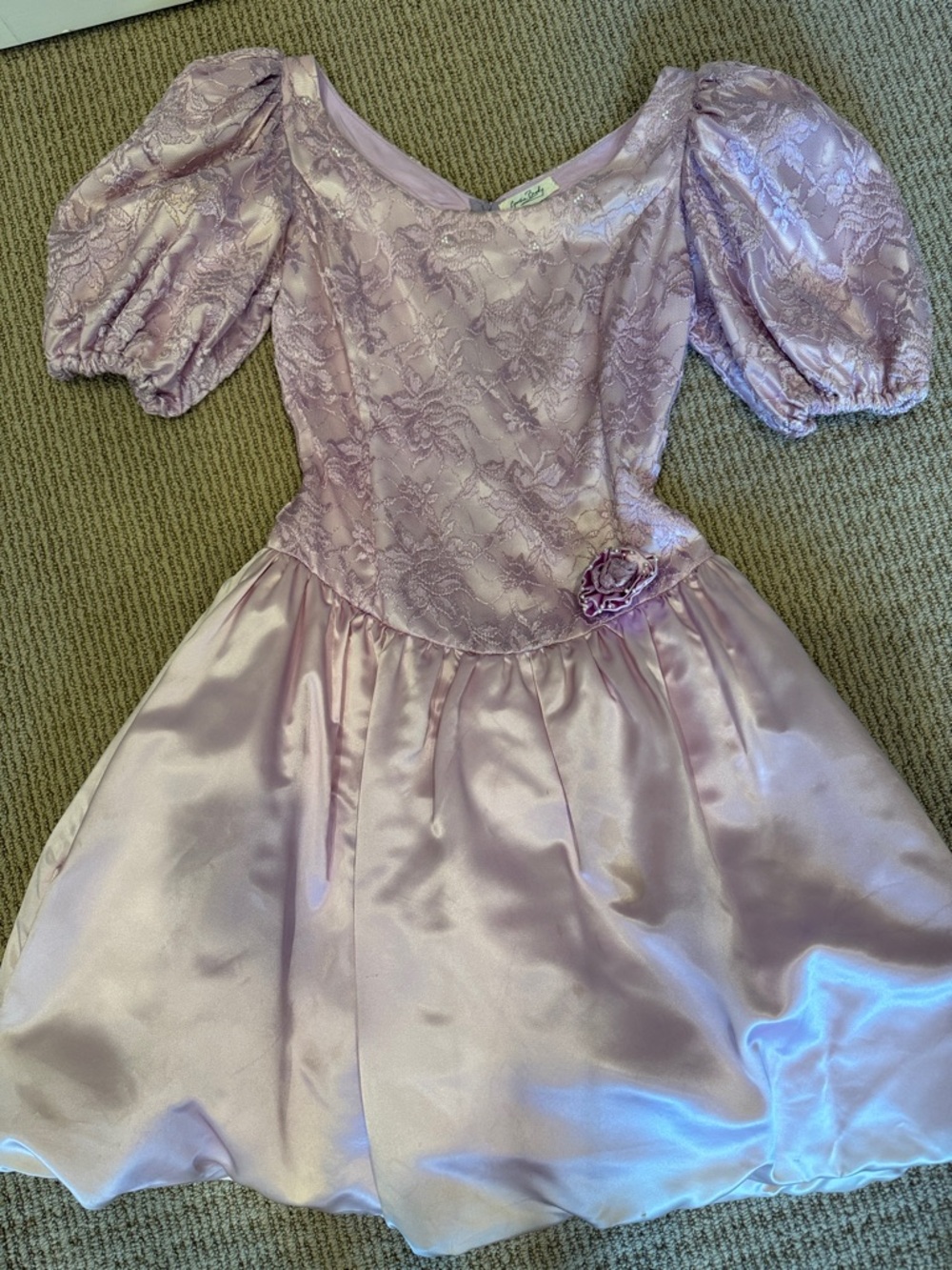 Girls Lilac Lace & Satin Party Dress Vintage